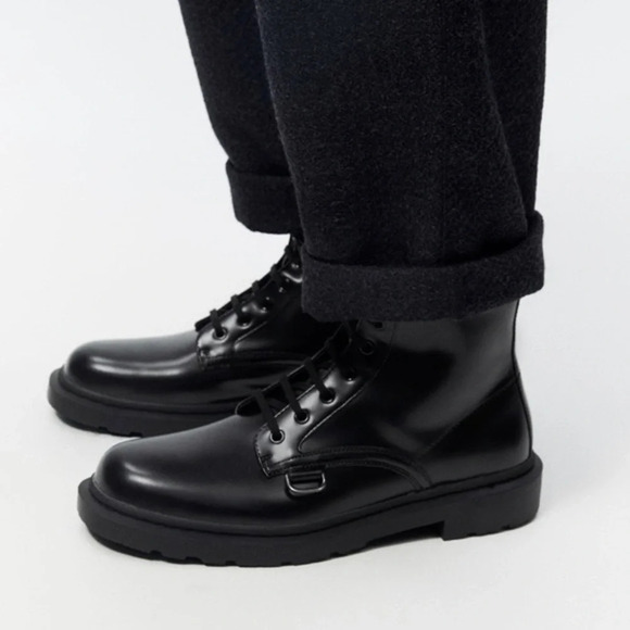 Zara Laced Boots Black for Men (New with tag)size 39 - Picture 2 of 11